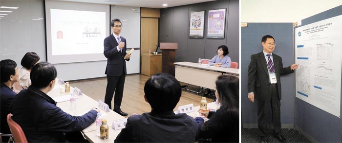 김도영씨는 방송대의 주요 장점으로 명문대 출신의 실력 있는 교수진을 꼽았다. 오른쪽 사진은 연제훈씨가 상하수도학회에서 논문을 발표하는 모습.