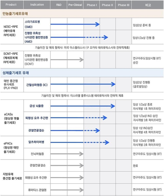 차바이오텍 파이프라인 임상시험 진행 현황 / 차바이오텍 제공