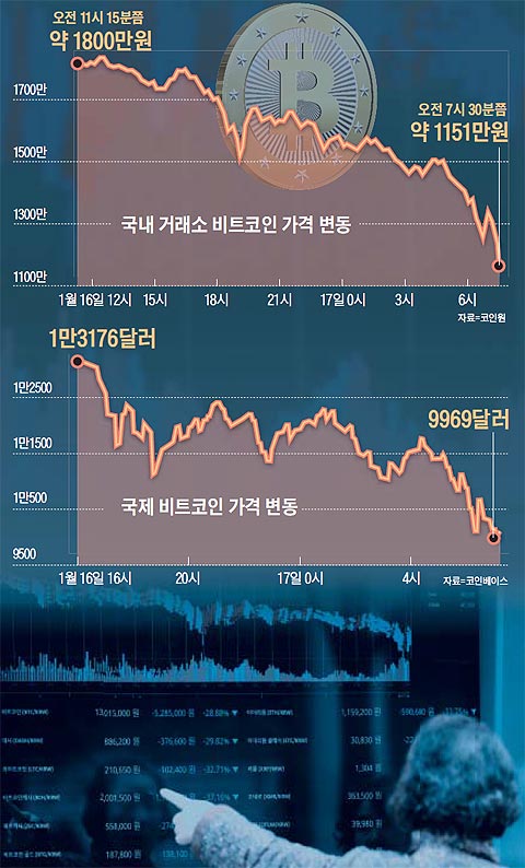 국내 거래소 비트코인 가격 변동