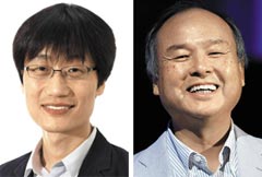이해진 창업자(왼쪽), 손정의 회장