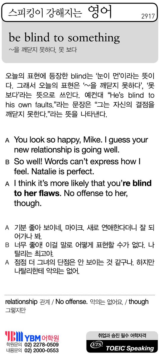 [스피킹이 강해지는 영어] be blind to something