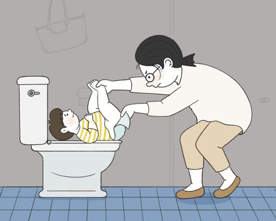 기저귀 교환대 없는 화장실, 아기 엄마의 '진땀'