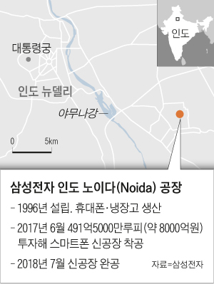 삼성전자 인도 노이다 공장 위치 지도