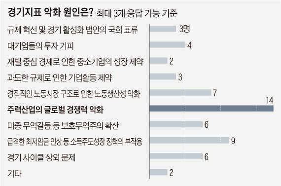 [경기 진단 설문]① 경제전문가 74% '하강 국면'..."주력산업 약화·최저임금 등 내부 요인탓"