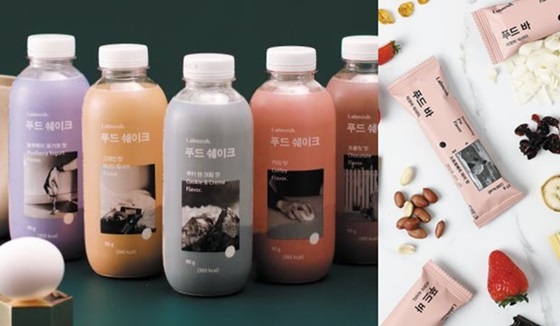 ‘미래형 식사’라 불리는 ‘랩노쉬’의 푸드 셰이크(왼쪽)와 푸드바.