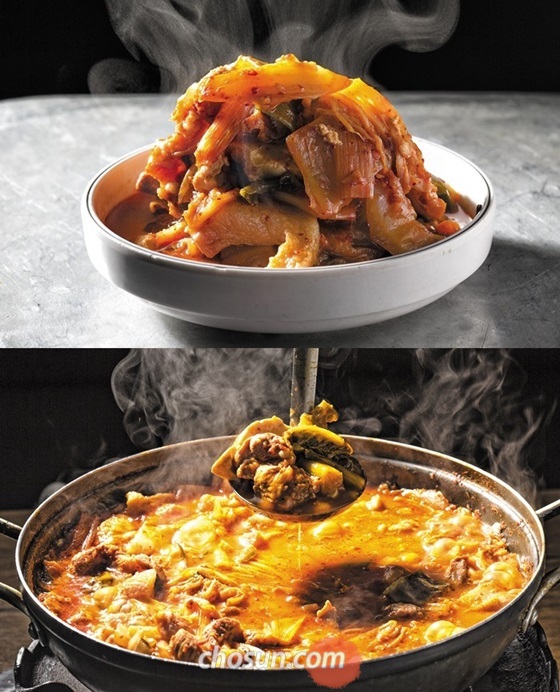 돼지고기가 잔뜩 들어가 끓일수록 맛이 진해지는 보건옥의 김치찌개. 찬 바람 불기 시작한 요즘 딱 좋다.