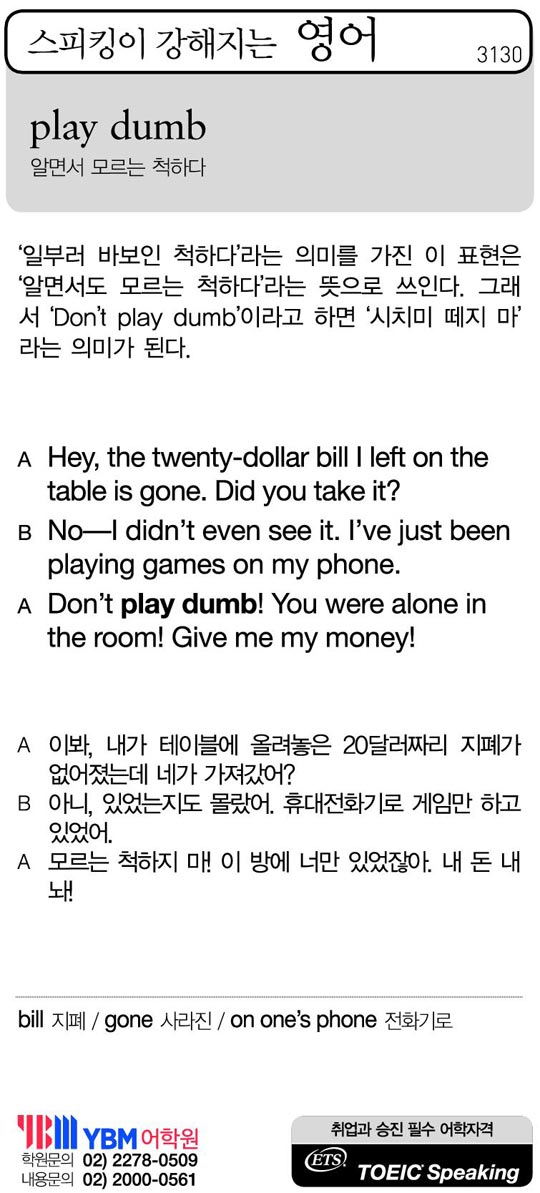 [스피킹이 강해지는 영어] play dumb