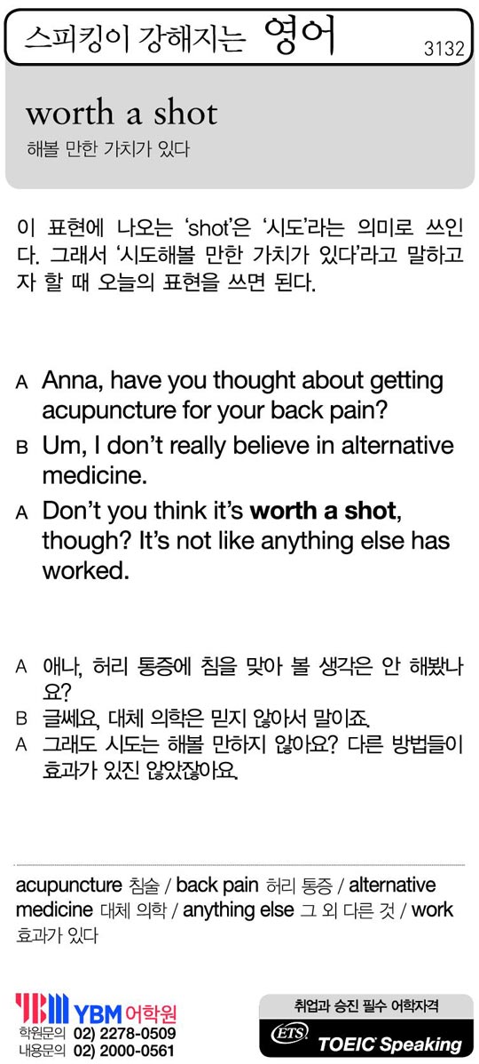 [스피킹이 강해지는 영어] worth a shot