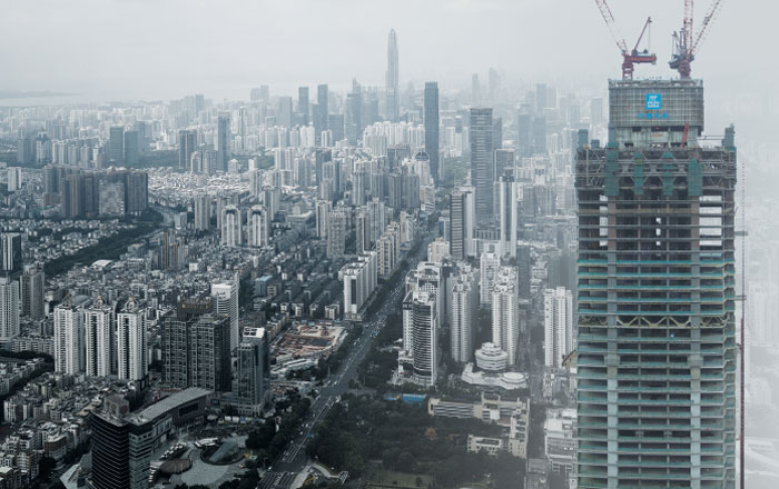 빌딩 건설 붐이 한창이었던 2013년 광저우 시내.