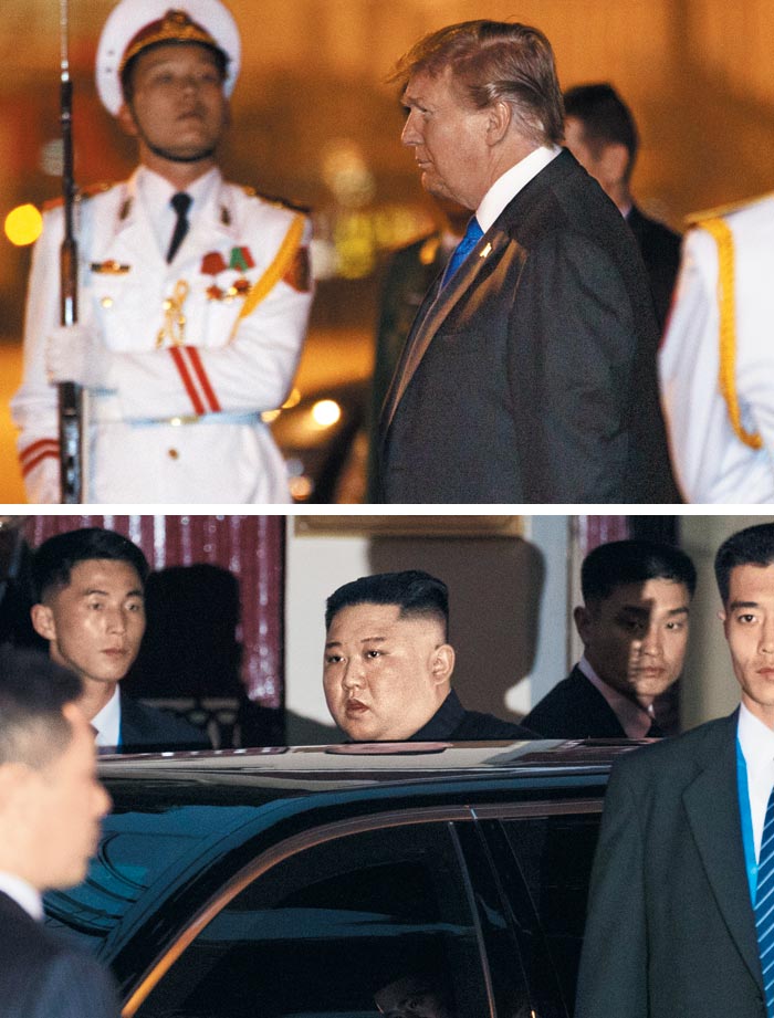 하노이에 도착한 트럼프… 베트남 北대사관 방문한 김정은