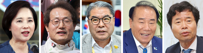 유은혜 장관, 조희연 교육감, 이재정 교육감, 장휘국 교육감, 김승환 교육감.