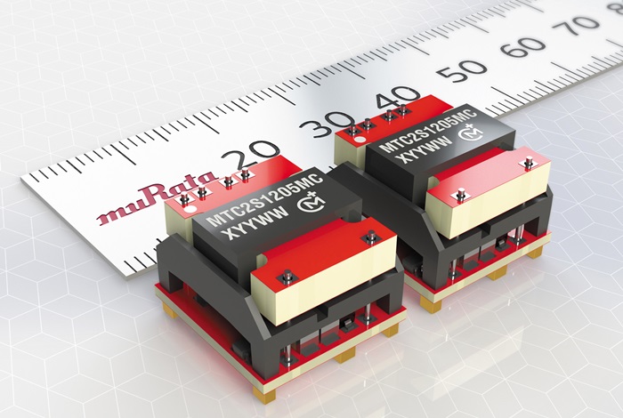 무라타의 초소형 MTC(단일 출력 전압 컨버터) 부품. 산업용과 통신 및 의료용으로 쓰인다.