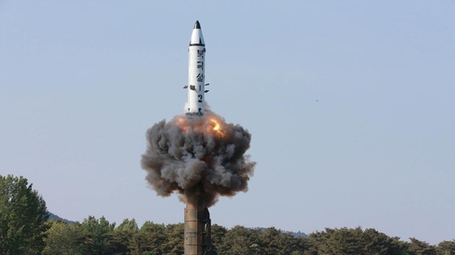  2017년 5월 북한이 시험 발사한 중거리 전략 탄도탄 ‘북극성2호’. /연합뉴스