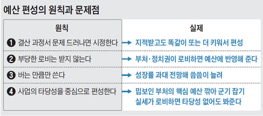 예산 편성의 원칙과 문제점.