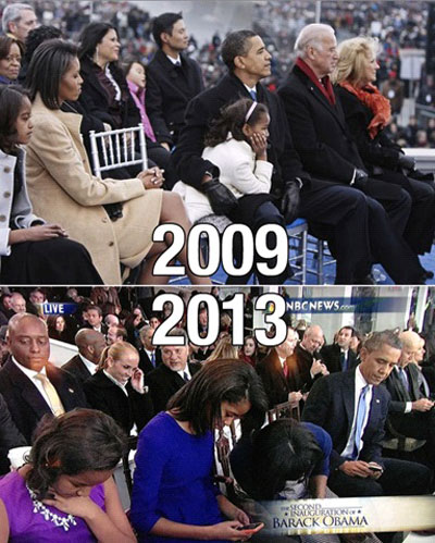 2009년과 2013년 오바마 대통령의 취임식 장면