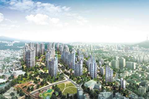 마포구 아현 래미안 푸르지오 조감도