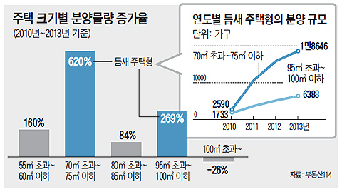 주택 크기별 분양물량 증가율 그래프