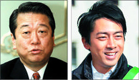오자와 이치로(왼쪽), 고이즈미 신지로.