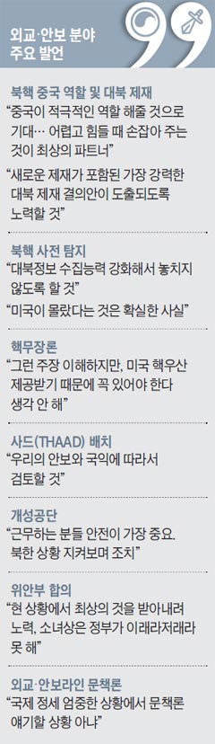 외교, 안보 분야 주요 발언 정리 표