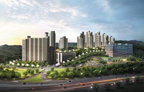 경기 용인 기흥구 중동 일대에 들어서는 시니어주택 ‘스프링카운티자이’의 완공 후 예상 모습. 단지 내에 대형 병원과의 의료 연계 서비스, 365일 식사 제공이 가능한 식당 등 다양한 편의 시설과 서비스가 제공된다. 