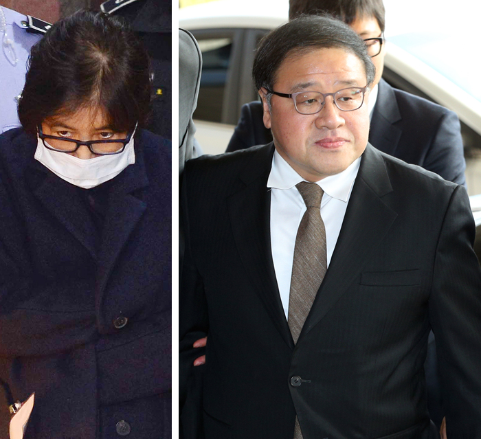 현 정권의 ‘비선 실세’로 지목된 최순실씨가 2일 새벽 서울 서초동 서울중앙지검에서 조사를 받은 뒤 서울구치소로 가기 위해 청사를 나서고 있다(왼쪽). 이날 오후 안종범 전 청와대 정책조정수석비서관도 피의자 신분으로 검찰 조사를 받기 위해 이곳으로 왔다.
