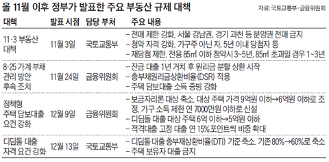 올 11월 이후 정부가 발표한 주요 부동산 규제 대책표