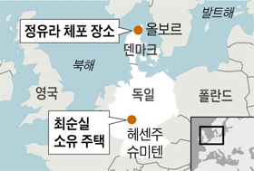정유라 체포 장소 지도
