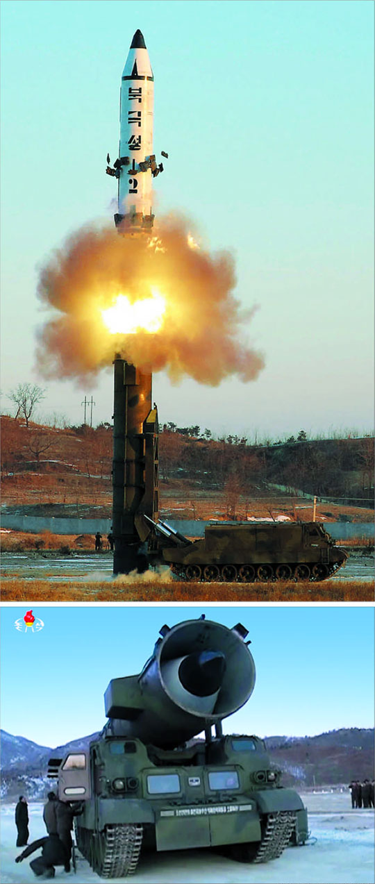 북한은 지난 12일 실시한‘북극성 2형’중장거리 탄도미사일(IRBM) 발사 장면을 13일 조선중앙통신을 통해 공개했다.