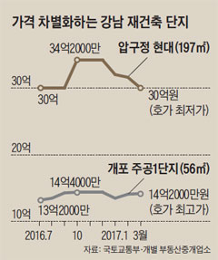 가격 차별화하는 강남 재건축 단지