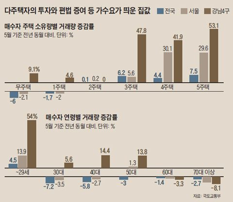 다주택자의 투자와 편법 증여 등 가수요가 띄운 집값 그래프