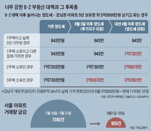 너무 강한 8·2 부동산 대책과 그 후폭풍 정리 그래프