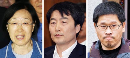 (왼쪽부터)한명숙, 이석기, 한상균.