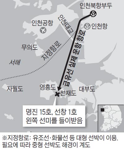 급유선 실제 운항 항로