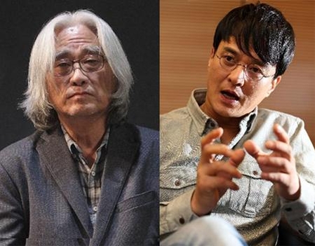 이윤택 감독과 배우 조민기./ 조선 DB