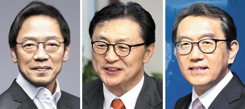 (왼쪽부터)정태영 부회장, 유상호 사장, 박진회 행장