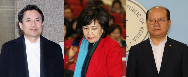 자유한국당은 14일 중앙윤리위원회를 열어 '5·18 망언'으로 논란을 빚고 있는 김진태(왼쪽부터), 김순례, 이종명 의원을 징계키로 했다. 이종명 의원은 ‘제명’ 징계를 받고, 전당대회에 당 대표와 최고위원으로 출마를 선언한 김진태·김순례 의원은 당규에 따라 전대가 끝날 때까지 징계를 유예하기로 했다./연합뉴스