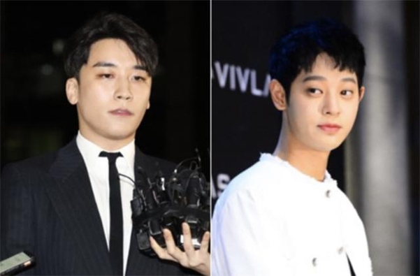 ‘해외투자자 성접대’ 혐의를 받는 승리(왼쪽)와 ‘성관계 불법 촬영물 유포’ 혐의를 받는 정준영. /조선 DB