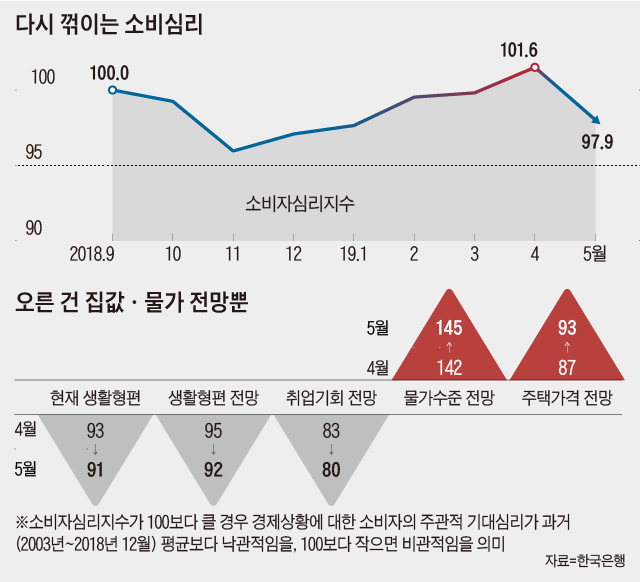 다시 꺾이는 소비 심리 그래프