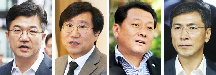 (왼쪽부터)송인배, 양정철, 이광재, 안희정