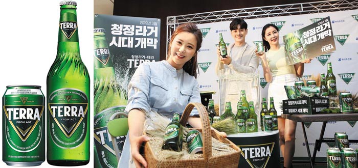 완전히 차별화된 원료와 공법을 적용한 '청정라거-테라(TERRA)'가 출시 100일 만에 판매 1억 병을 돌파했다.
