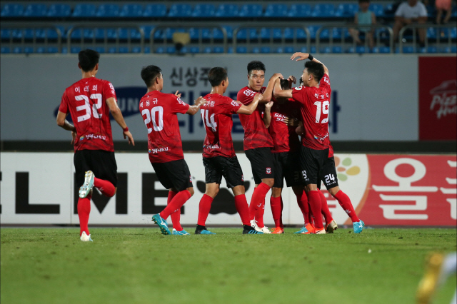 강상우의 맹활약으로 2연승을 달린 상주 상무 사진제공=프로축구연맹