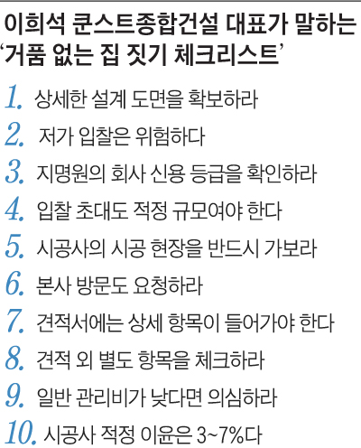 이희석 쿤스트종합건설 대표가 말하는 ‘거품 없는 집 짓기 체크리스트’