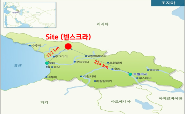 조지아 넨스크라 수력발전소 공사 위치도. /현대건설 제공