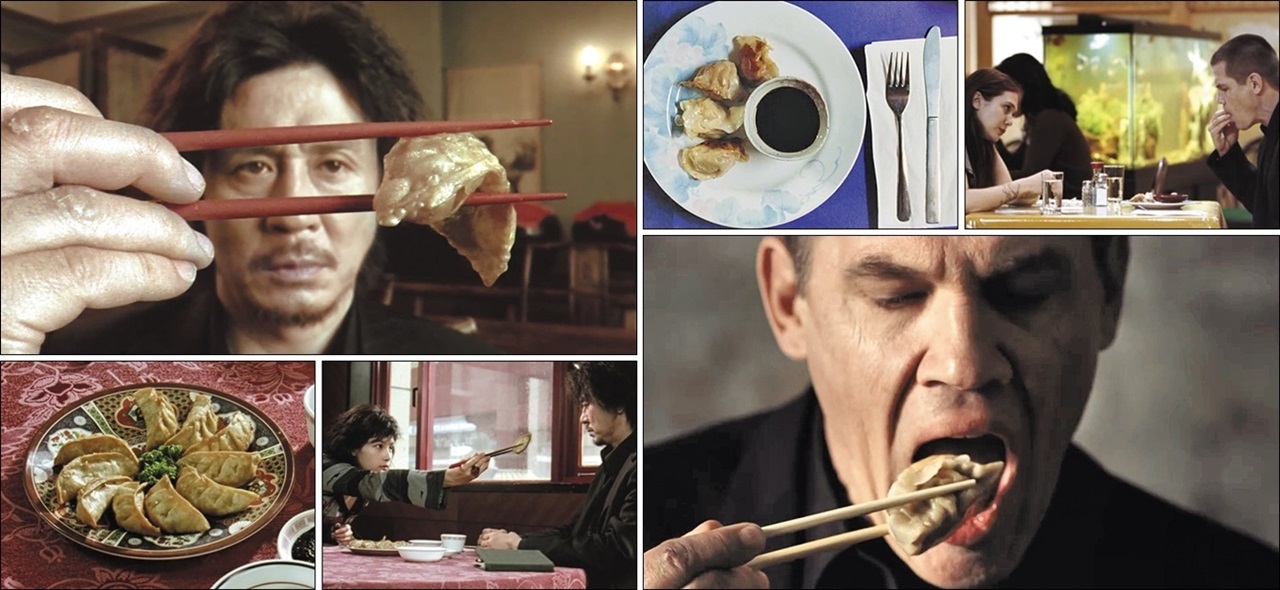 영화 ‘올드보이’ 한국 원작(2003년) 주인공 오대수와 미국판(2013년) 주인공 조는 기나긴 감금 동안 군만두를 물리게 먹는다는 공통점이 있다. 한국에서 군만두는 평범한 음식이지만, 미국에선 전문 중식당에서 나오는 별식에 가깝다. 그렇기에 미국판 주인공은 미국에서 군만두보다 일상적인 음식, 그러니까 피자나 햄버거, 부리토 따위를 먹는 게 더 자연스럽지 않았을까. /영화 캡처
