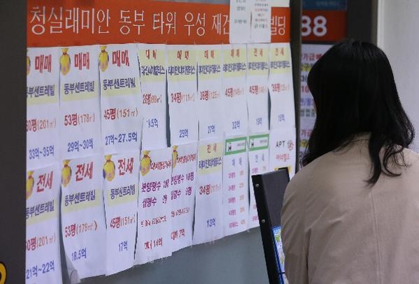 지난 11월 12일 한 행인이 강남구 대치동의 한 부동산중개업소 앞에 붙은 시세를 살펴보고 있다. /김연정 객원기자