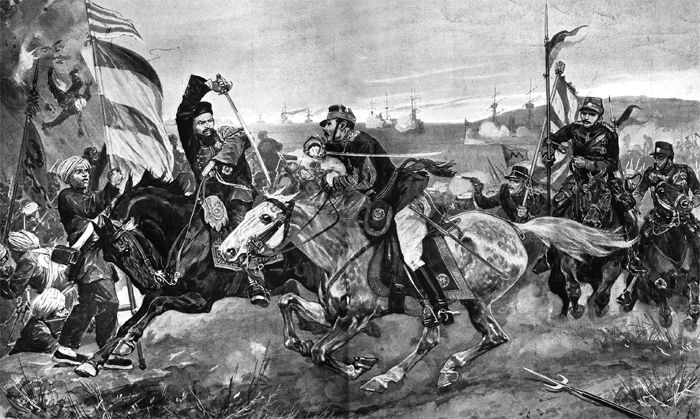 영국 ‘일러스트레이티드 런던 뉴스’ 1894년 11월 24일 자. 청일 양군 전투 장면 삽화에 ‘9월 16일 일본군이 조선 평양성을 함락했다’는 제목을 달았다.