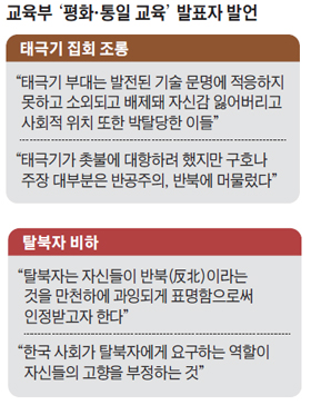 교육부 평화, 통일 교육 발표자 발언 정리 표