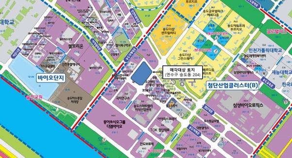 애경그룹 종합기술원이 건립 예정 위치도./인천경제청 제공