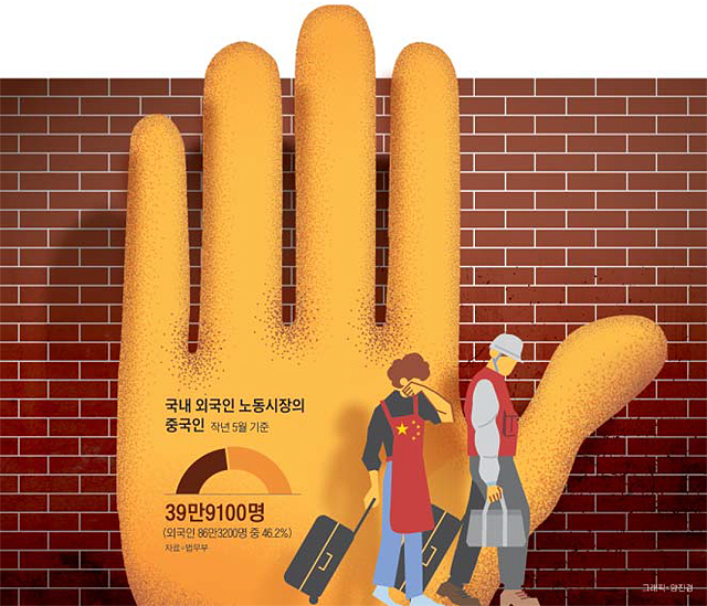 국내 외국인 노동시장의 중국인 그래프