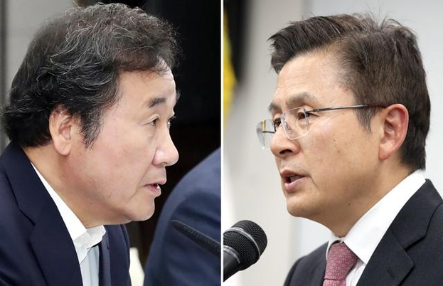 이낙연 전 국무총리(왼쪽)와 황교안 자유한국당 대표 /연합뉴스